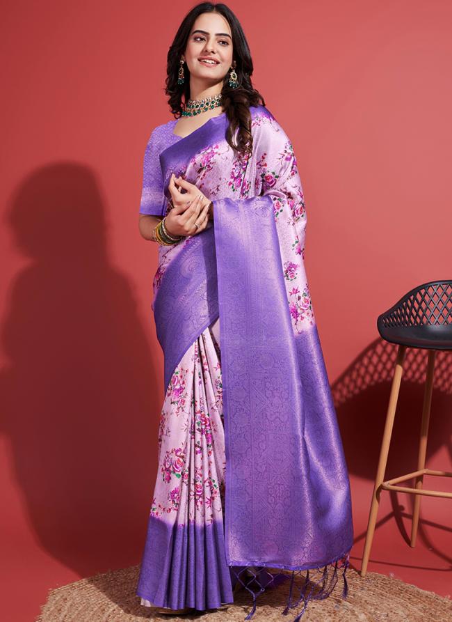 Organza Silk Lilac Party Wear Embroidery Work Designer Salwar Suit